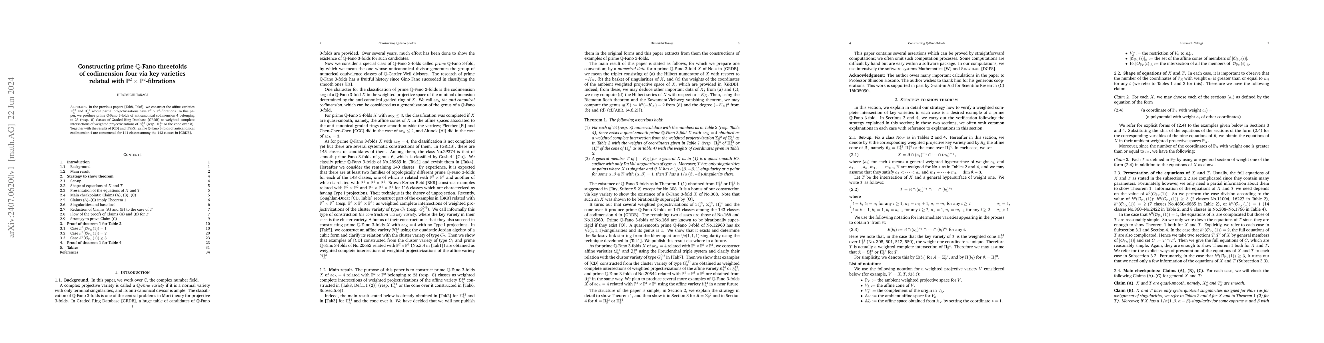 Thumbnail for Constructing prime $\mathbb{Q}$-Fano threefolds of codimension four via
  key varieties related with $\mathbb{P}^2\times \mathbb{P}^2$-fibrations