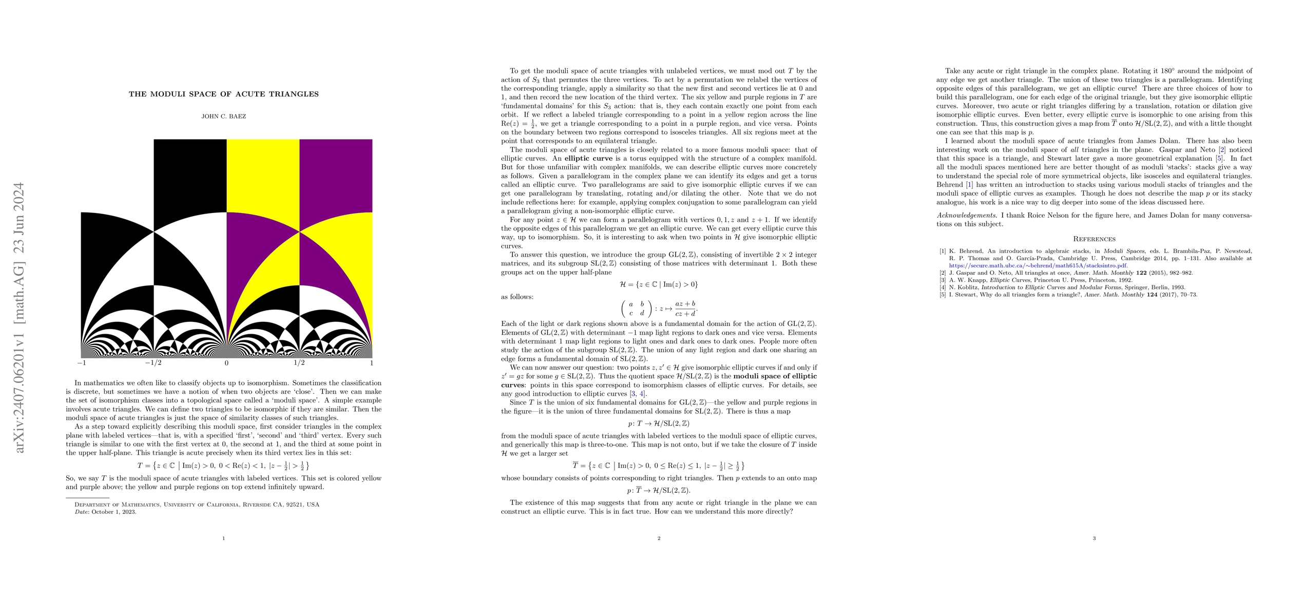 Thumbnail for The Moduli Space of Acute Triangles