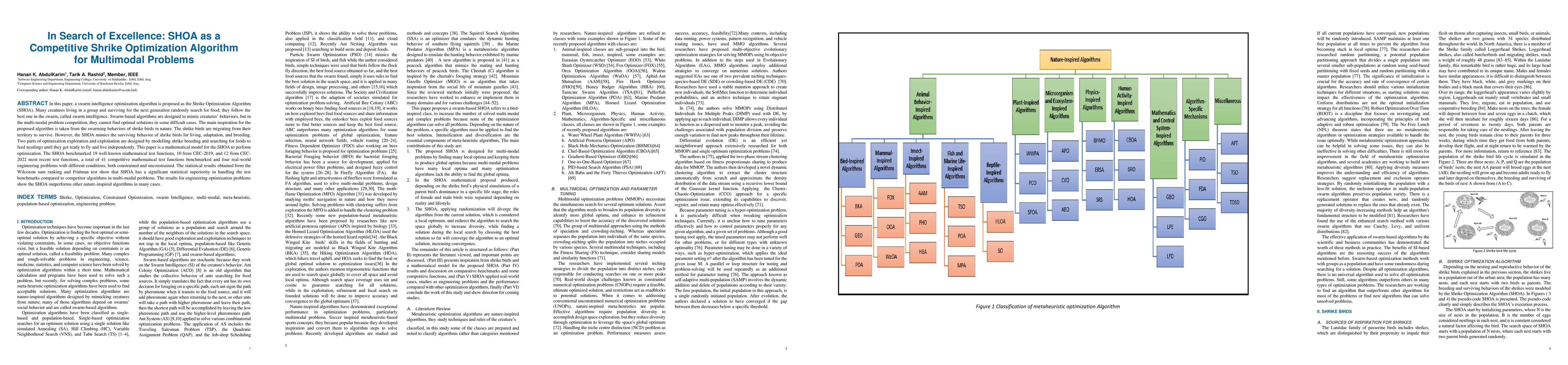Thumbnail for In Search of Excellence: SHOA as a Competitive Shrike Optimization
  Algorithm for Multimodal Problems
