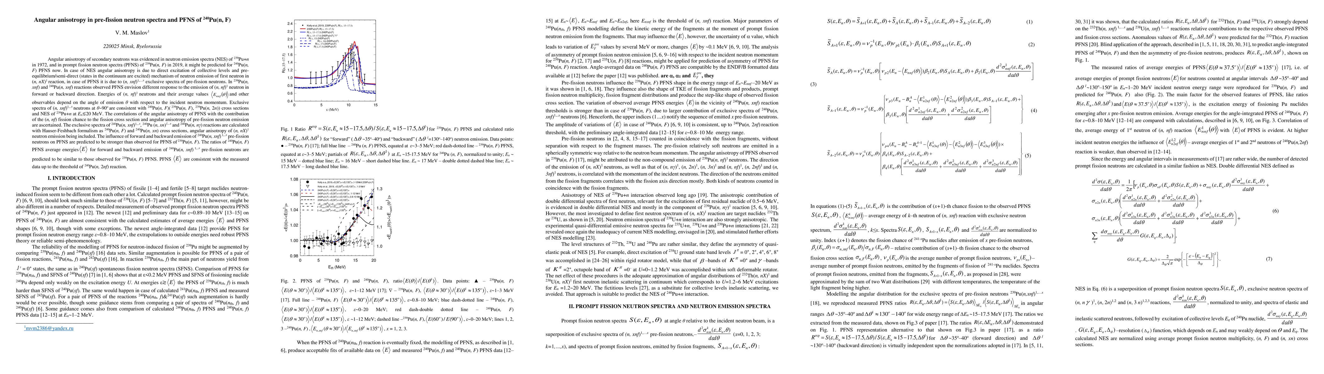 Thumbnail for Angular anisotropy in prefission neutron spectra and PFNS of
  $^{240}$Pu$(n,F)$