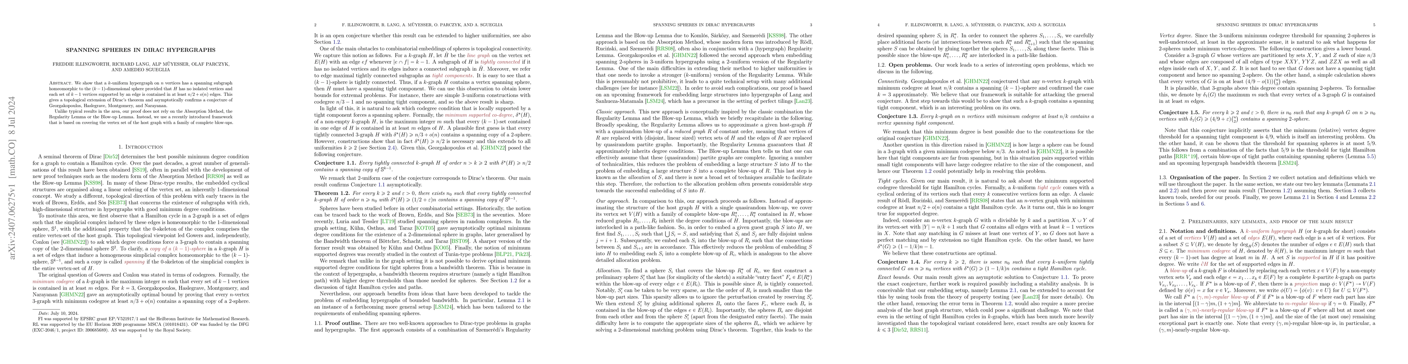Thumbnail for Spanning spheres in Dirac hypergraphs