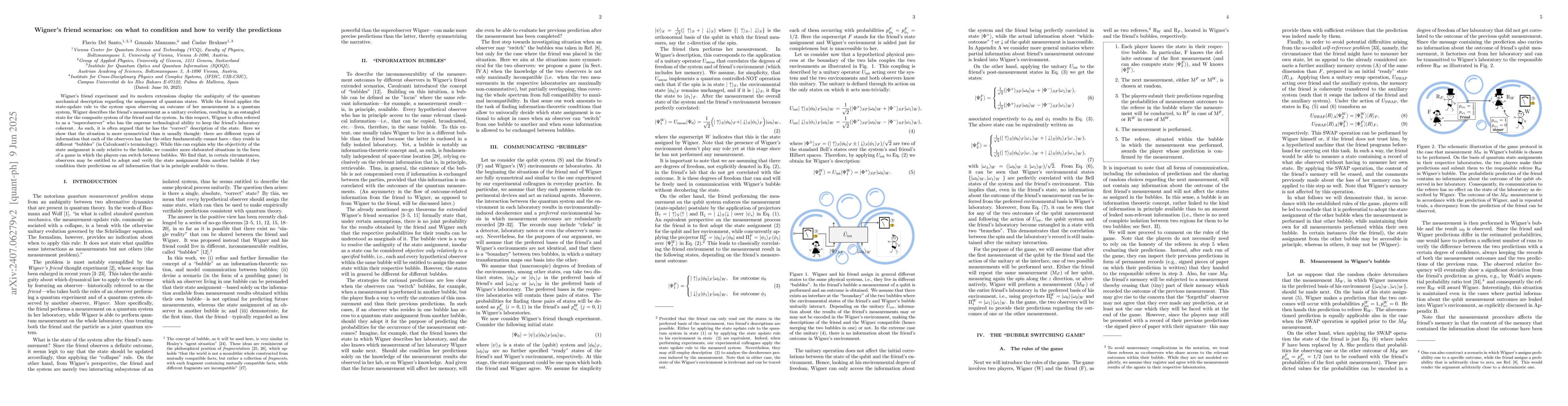 Thumbnail for Wigner's friend scenarios: on what to condition and how to verify the
  predictions