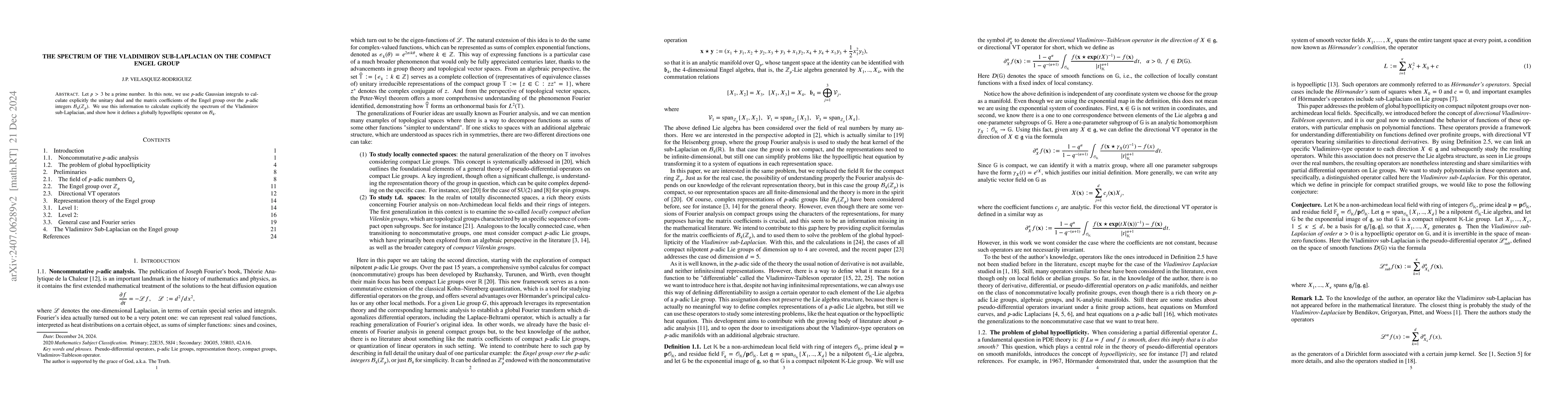 Thumbnail for The spectrum of the Vladimirov sub-Laplacian on the compact Engel group