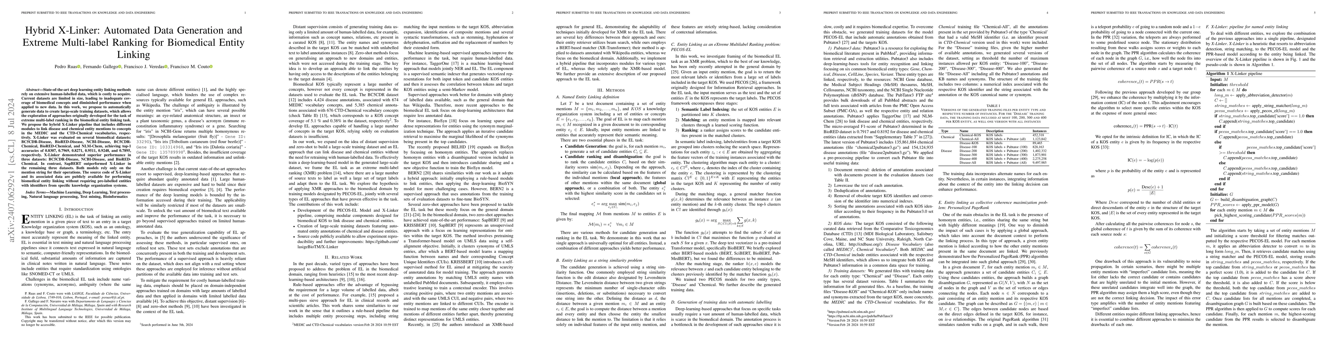 Thumbnail for Hybrid X-Linker: Automated Data Generation and Extreme Multi-label
  Ranking for Biomedical Entity Linking