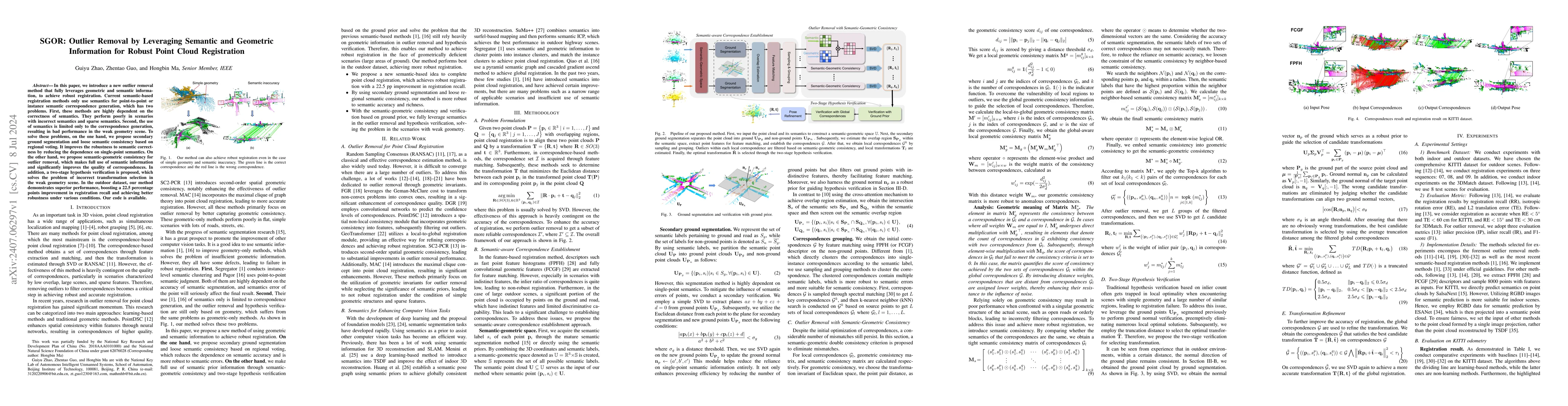 Thumbnail for SGOR: Outlier Removal by Leveraging Semantic and Geometric Information
  for Robust Point Cloud Registration