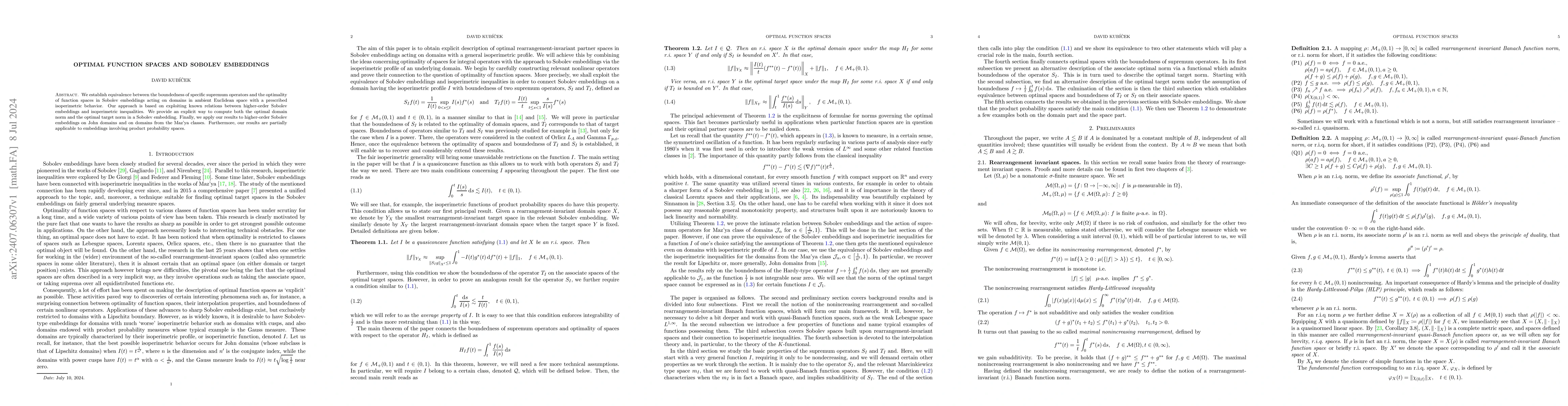 Thumbnail for Optimal function spaces and Sobolev embeddings