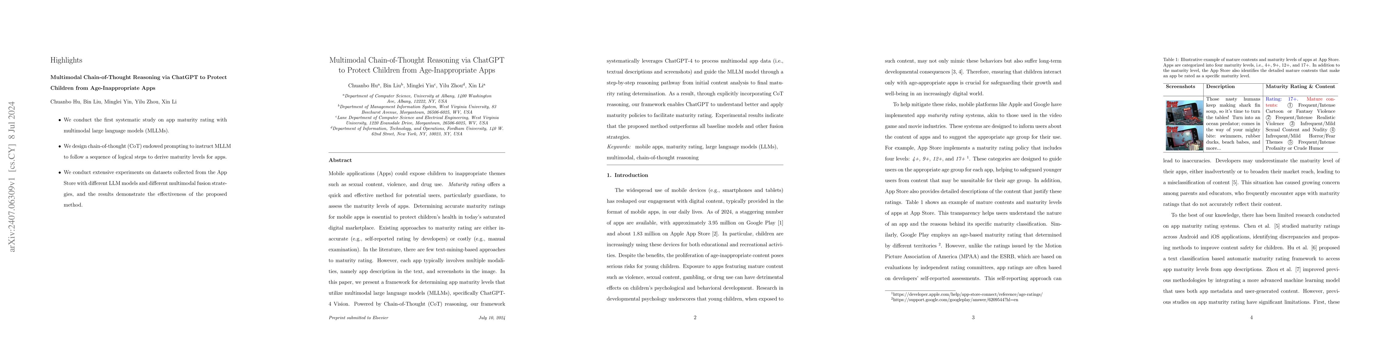 Thumbnail for Multimodal Chain-of-Thought Reasoning via ChatGPT to Protect Children
  from Age-Inappropriate Apps