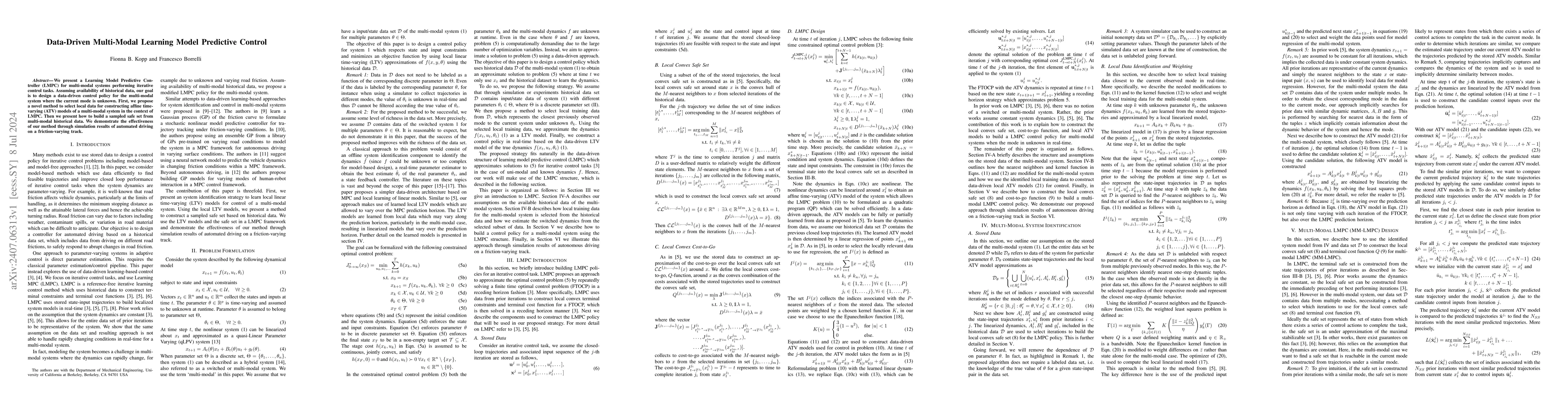 Thumbnail for Data-Driven Multi-Modal Learning Model Predictive Control