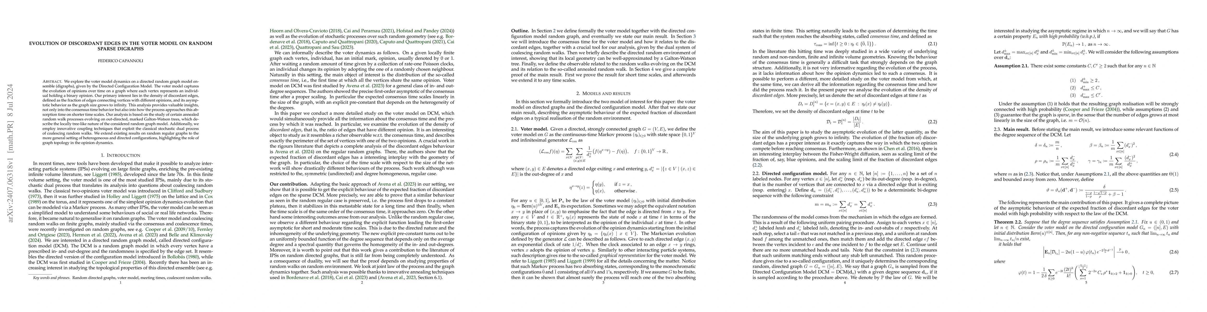 Thumbnail for Evolution of discordant edges in the voter model on random sparse
  digraphs