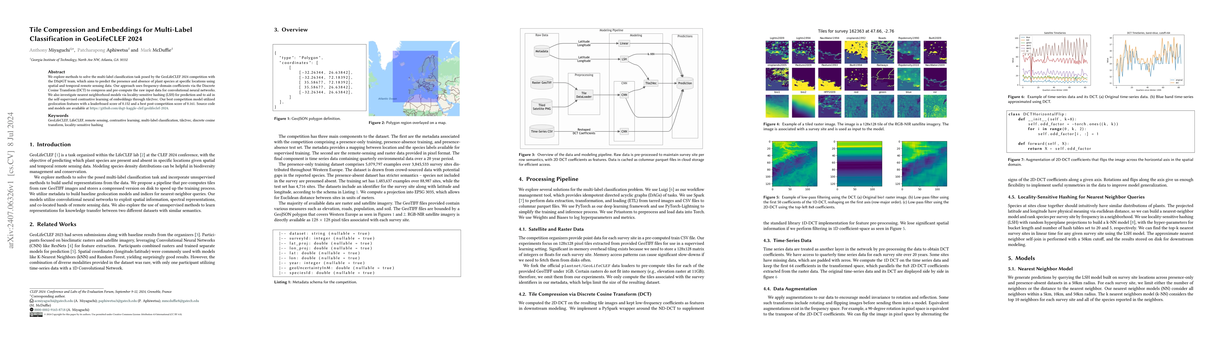 Thumbnail for Tile Compression and Embeddings for Multi-Label Classification in
  GeoLifeCLEF 2024