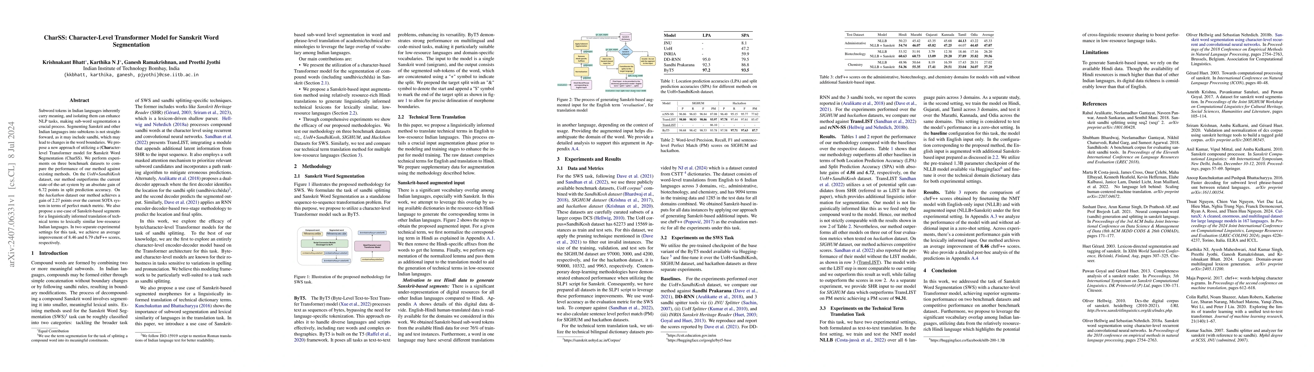 Thumbnail for CharSS: Character-Level Transformer Model for Sanskrit Word Segmentation