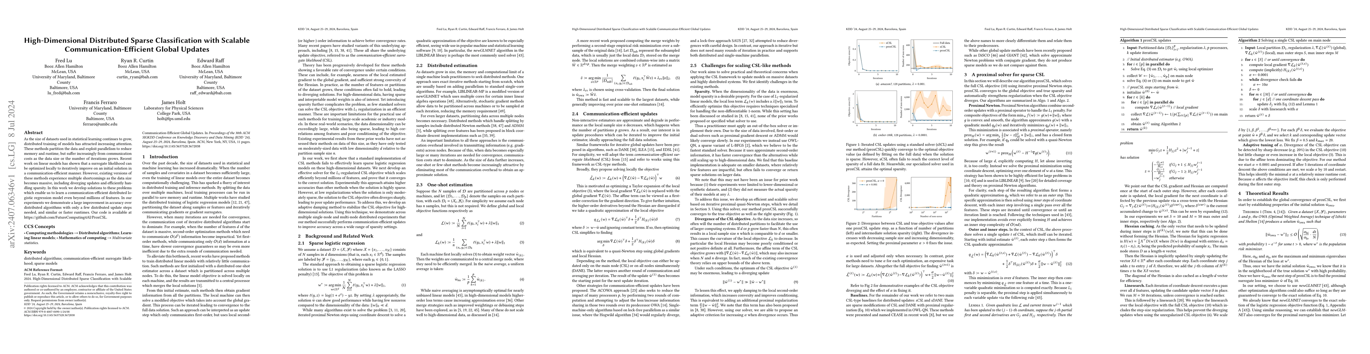 Thumbnail for High-Dimensional Distributed Sparse Classification with Scalable
  Communication-Efficient Global Updates