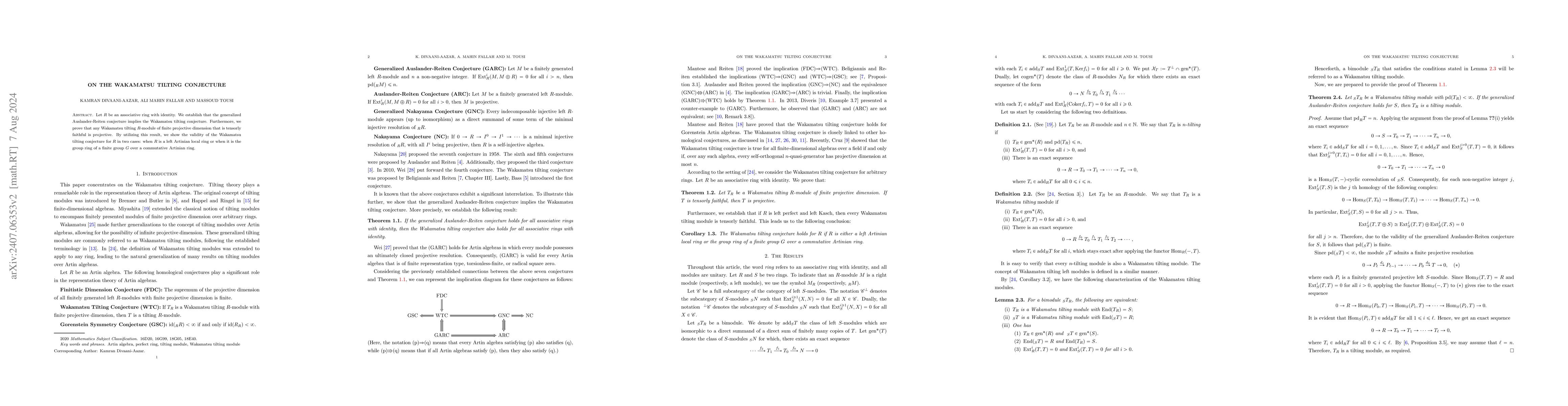 Thumbnail for On the Wakamatsu tilting conjecture
