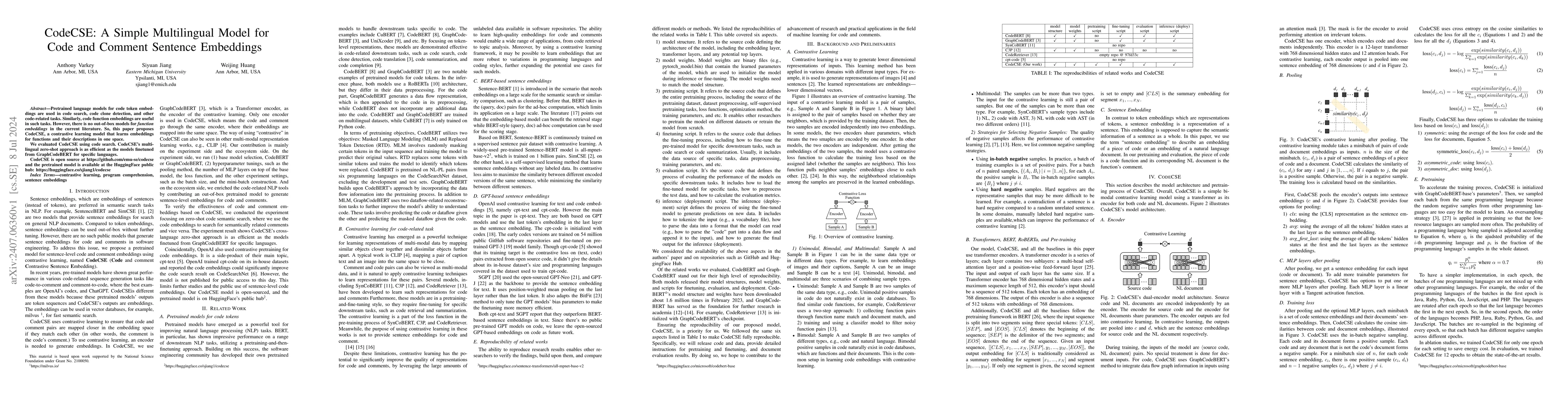 Thumbnail for CodeCSE: A Simple Multilingual Model for Code and Comment Sentence
  Embeddings