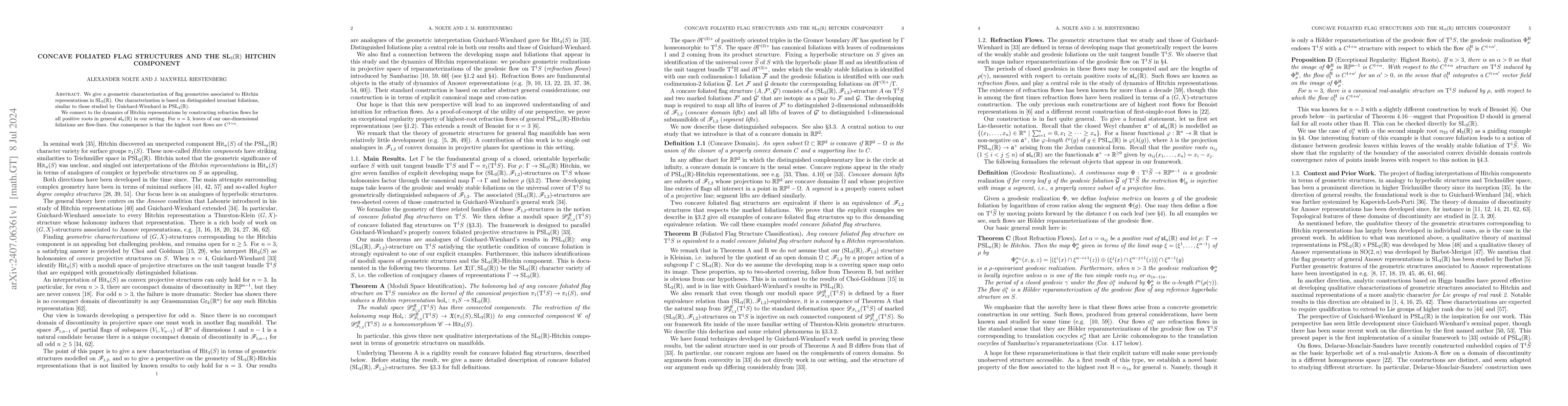 Thumbnail for Concave Foliated Flag Structures and the $\text{SL}_3(\mathbb{R})$
  Hitchin Component