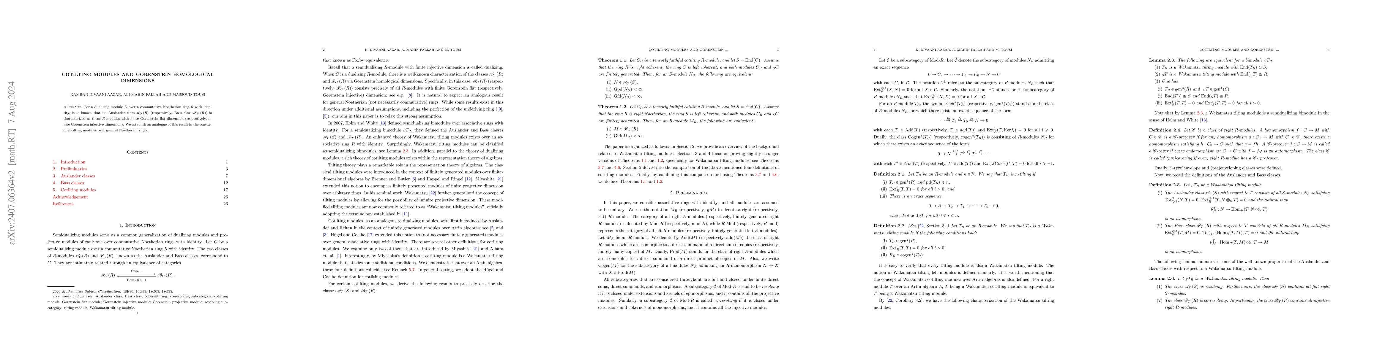 Thumbnail for Cotilting modules and Gorenstein homological dimensions