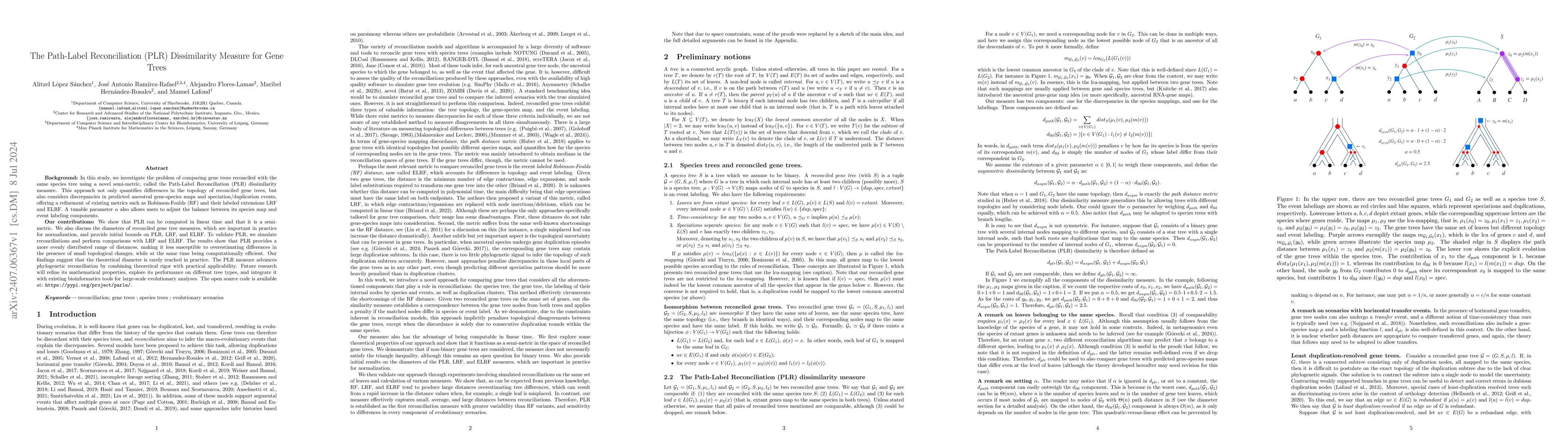 Thumbnail for The Path-Label Reconciliation (PLR) Dissimilarity Measure for Gene Trees