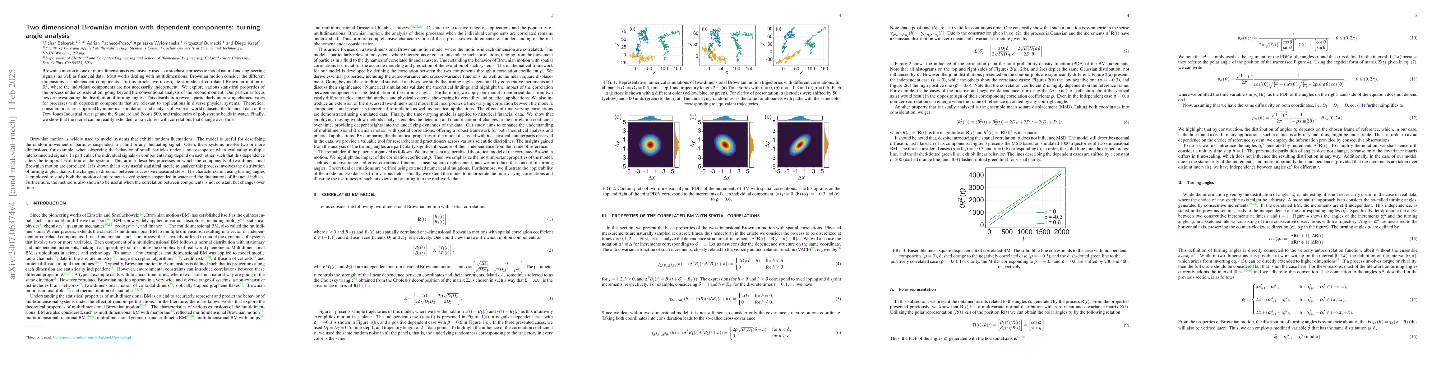 Thumbnail for Two-dimensional Brownian motion with dependent components: turning angle
  analysis