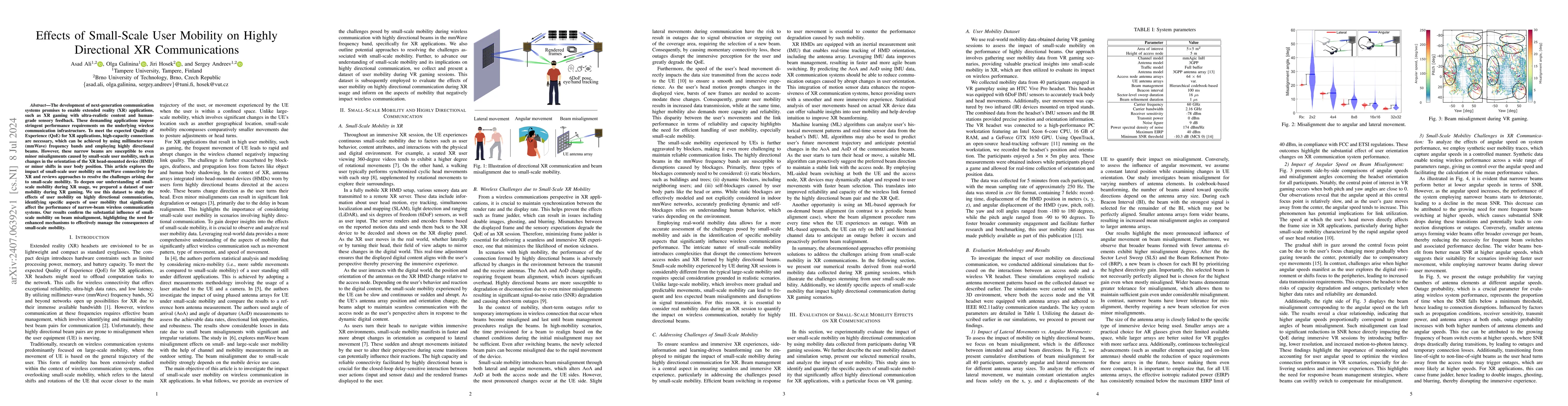 Thumbnail for Effects of Small-Scale User Mobility on Highly Directional XR
  Communications