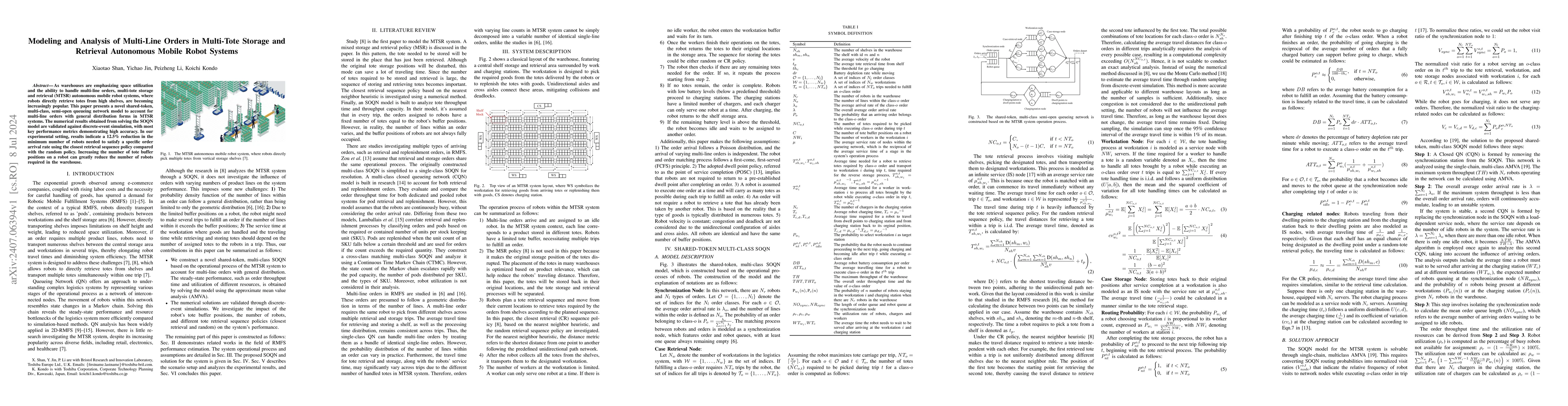 Thumbnail for Modeling and Analysis of Multi-Line Orders in Multi-Tote Storage and
  Retrieval Autonomous Mobile Robot Systems