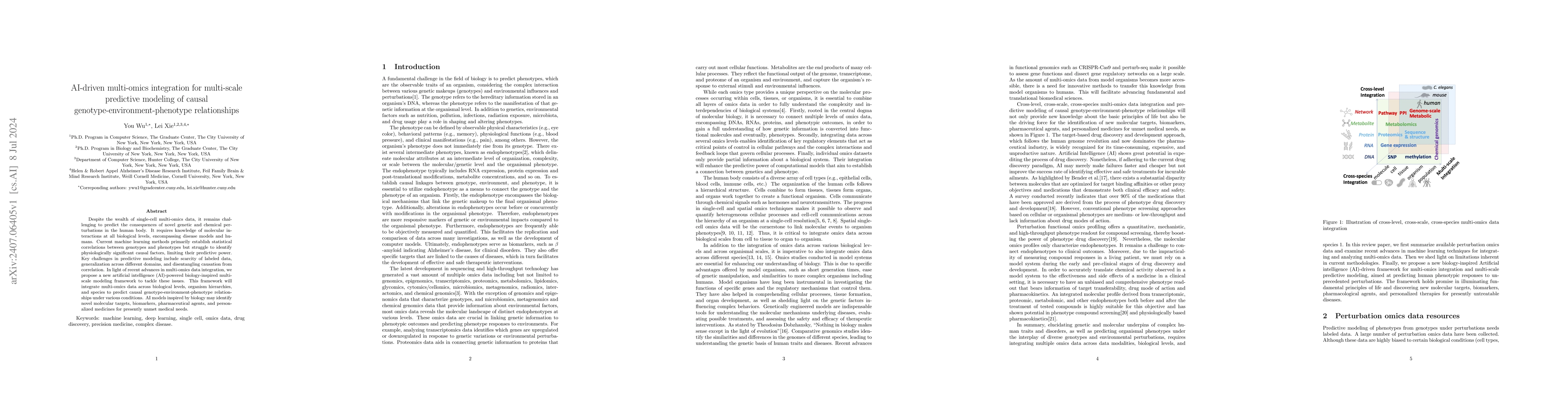 Thumbnail for AI-driven multi-omics integration for multi-scale predictive modeling of
  causal genotype-environment-phenotype relationships