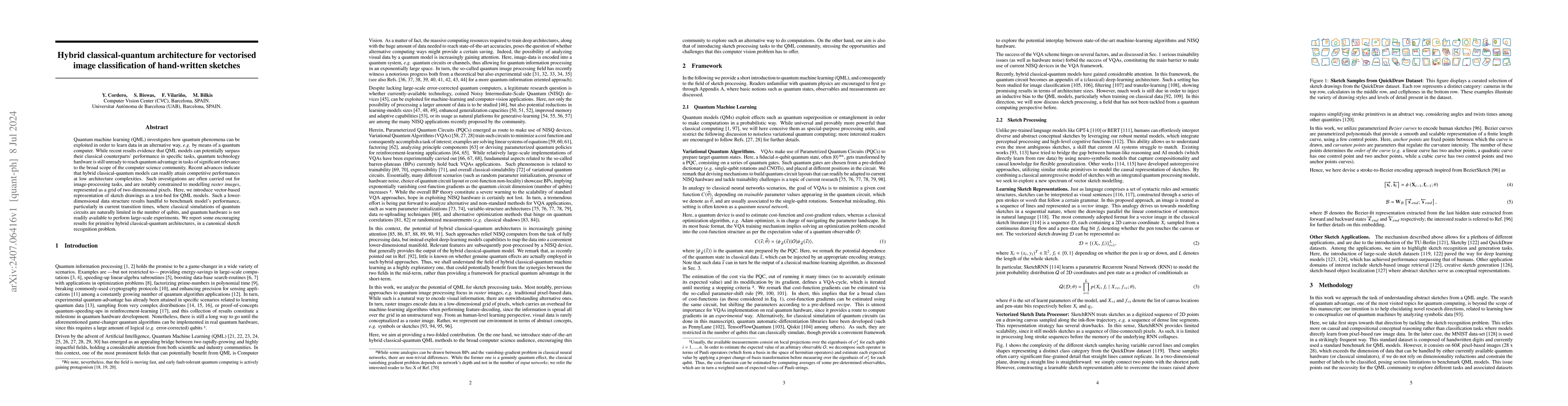 Thumbnail for Hybrid Classical-Quantum architecture for vectorised image
  classification of hand-written sketches