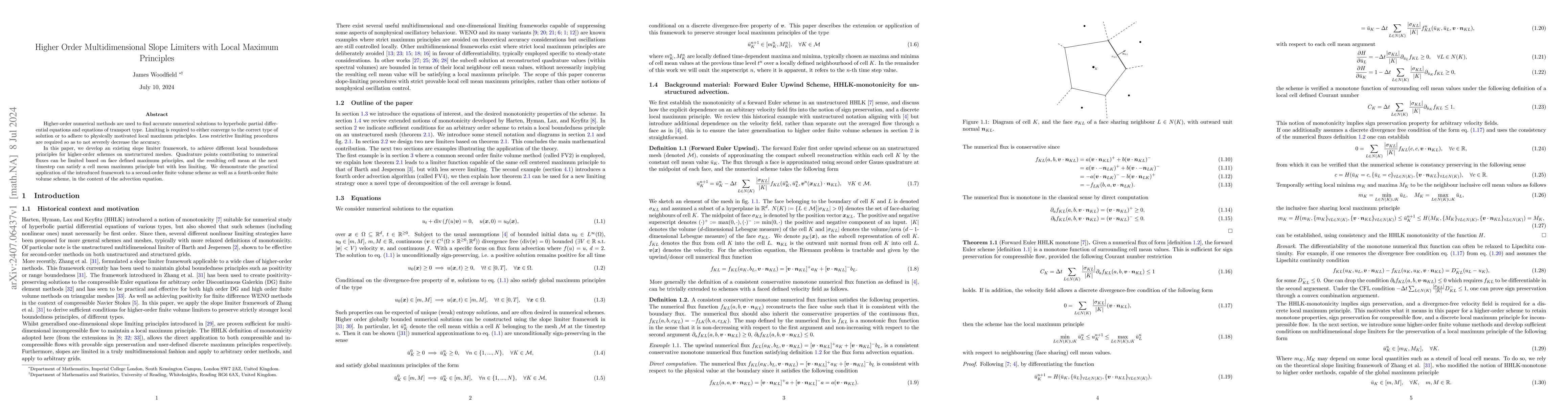 Thumbnail for Higher Order Multidimensional Slope Limiters with Local Maximum
  Principles