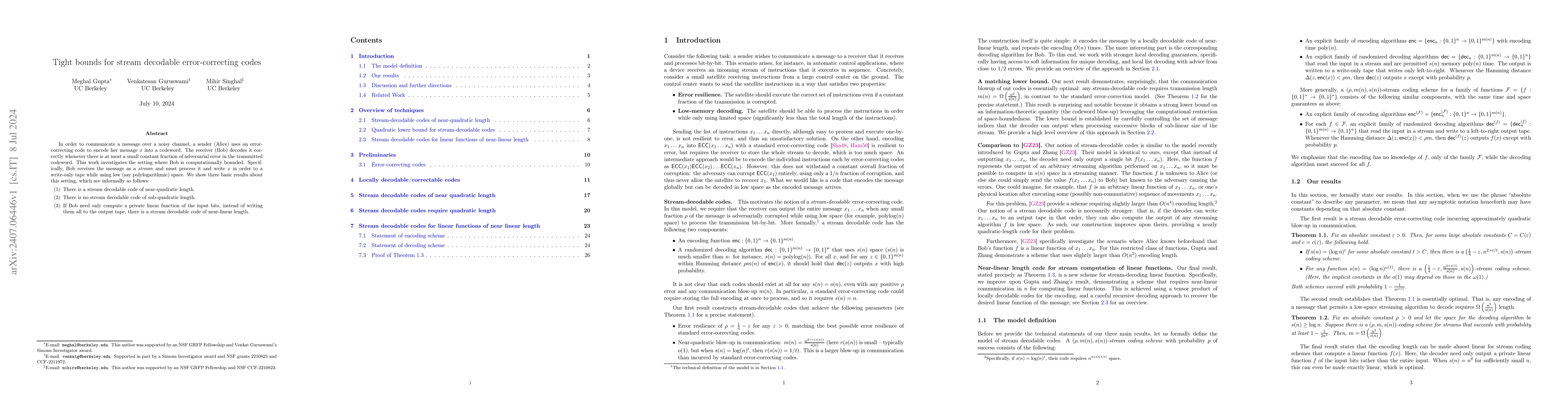 Thumbnail for Tight bounds for stream decodable error-correcting codes