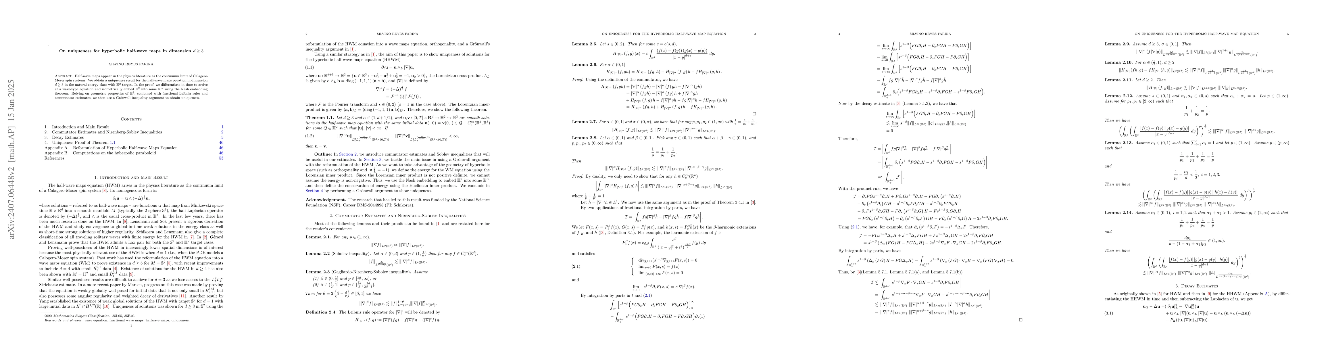 Thumbnail for On uniqueness for hyperbolic half-wave maps in dimension $d \geq 3$