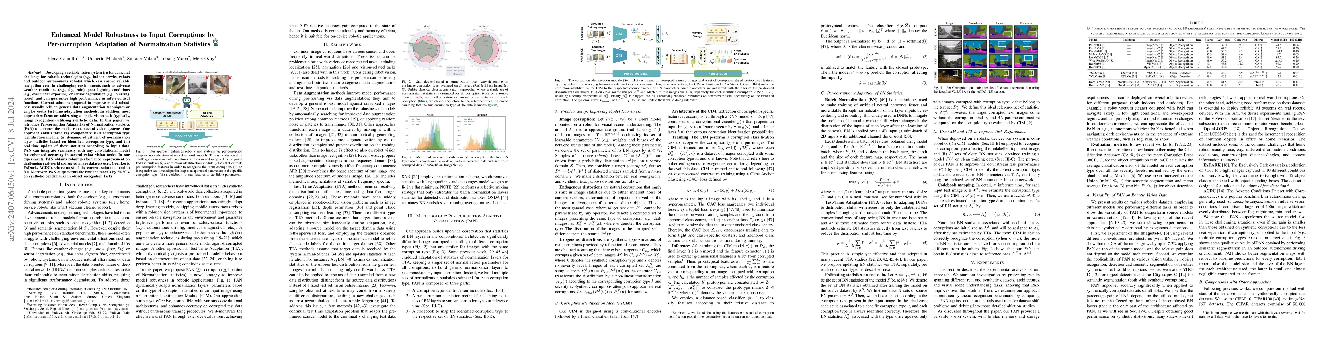 Thumbnail for Enhanced Model Robustness to Input Corruptions by Per-corruption
  Adaptation of Normalization Statistics