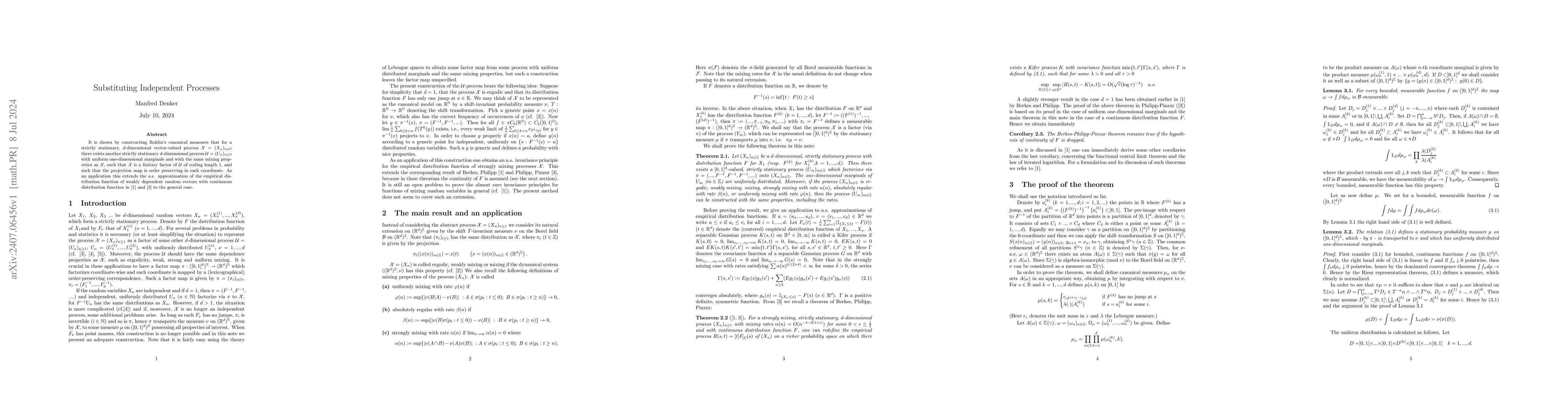 Thumbnail for Substituting Independent Processes