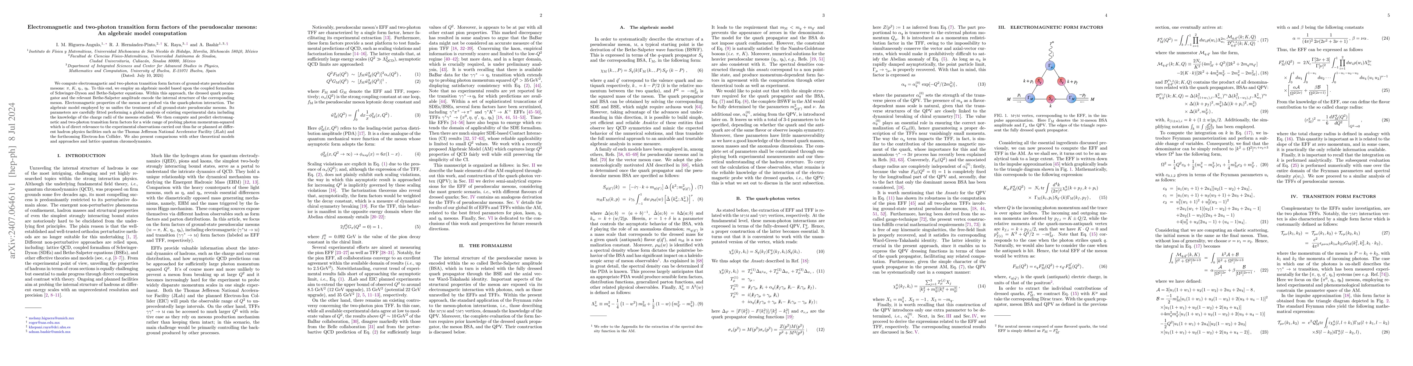 Thumbnail for Electromagnetic and two-photon transition form factors of the
  pseudoscalar mesons: An algebraic model computation