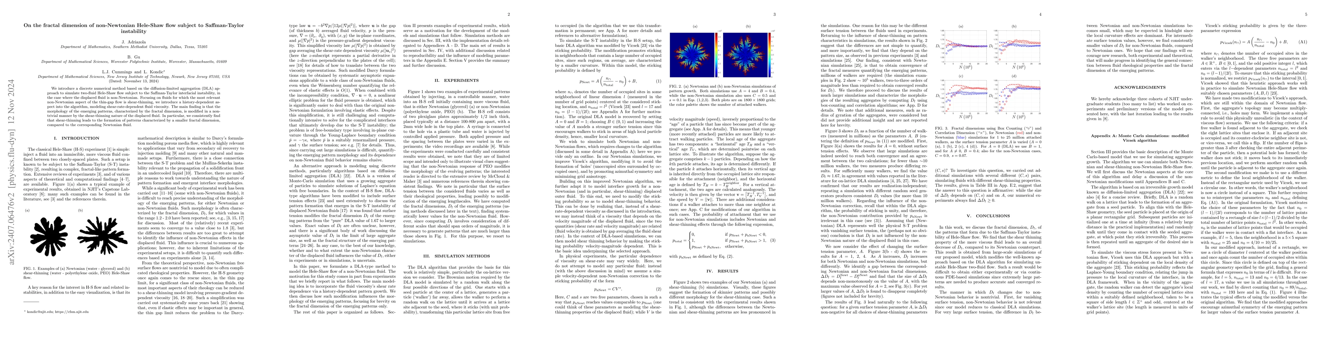 Thumbnail for On the fractal dimension of non-Newtonian Hele-Shaw flow subject to
  Saffman-Taylor instability