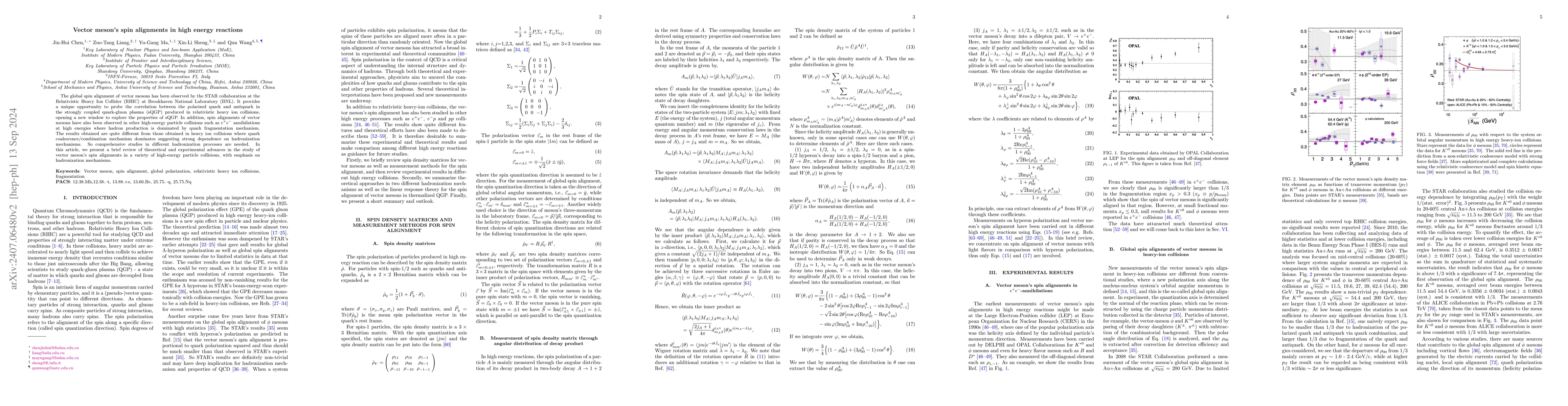 Thumbnail for Vector meson's spin alignments in high energy reactions