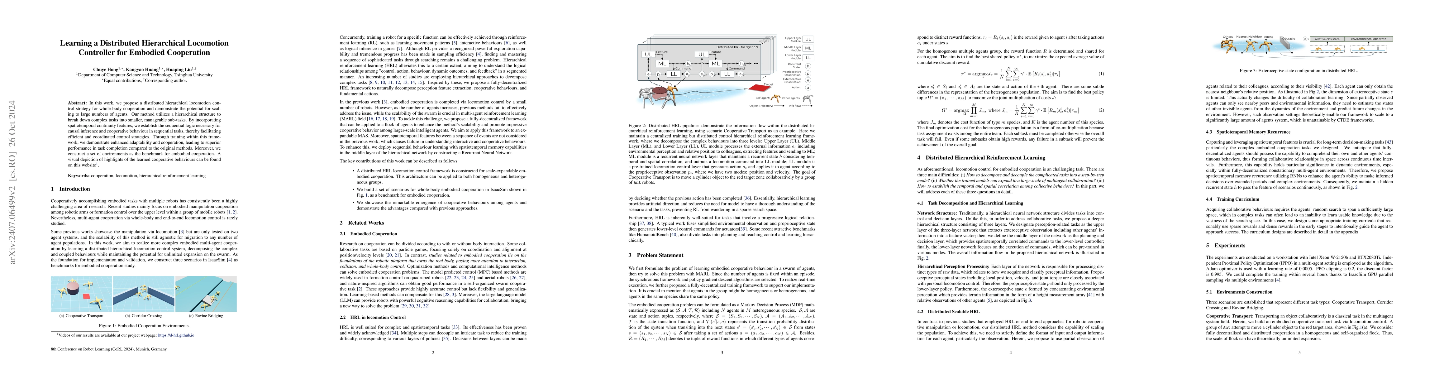 Thumbnail for Learning a Distributed Hierarchical Locomotion Controller for Embodied
  Cooperation