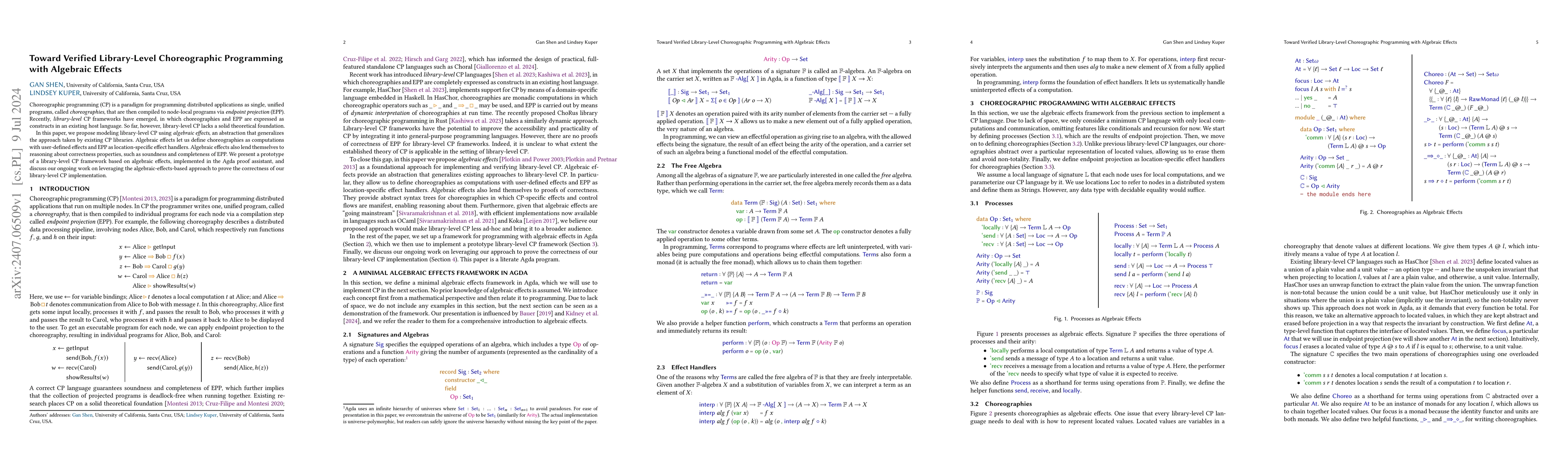 Thumbnail for Toward Verified Library-Level Choreographic Programming with Algebraic
  Effects
