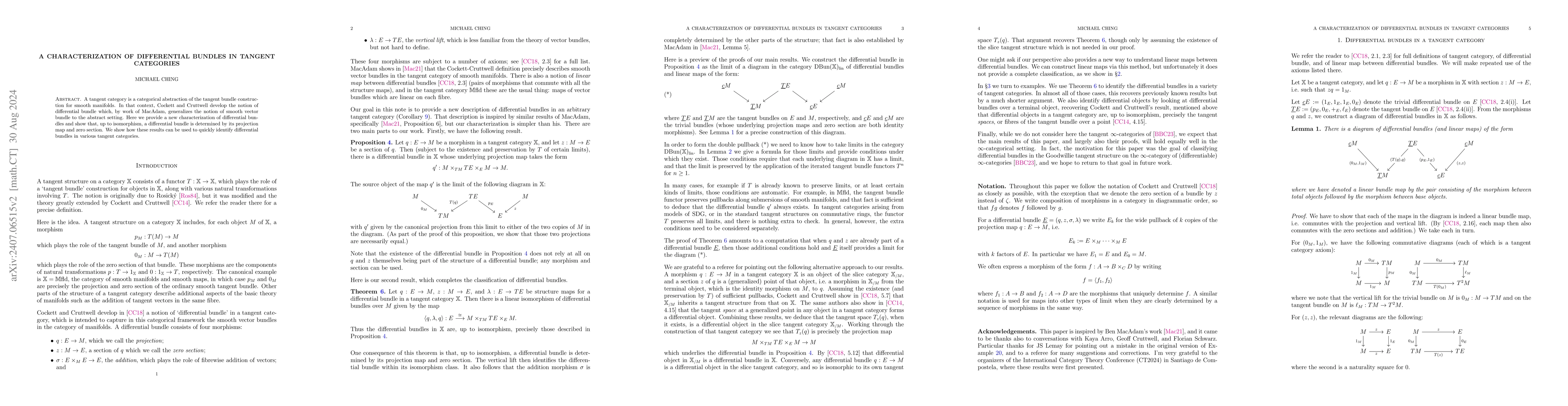 Thumbnail for A characterization of differential bundles in tangent categories