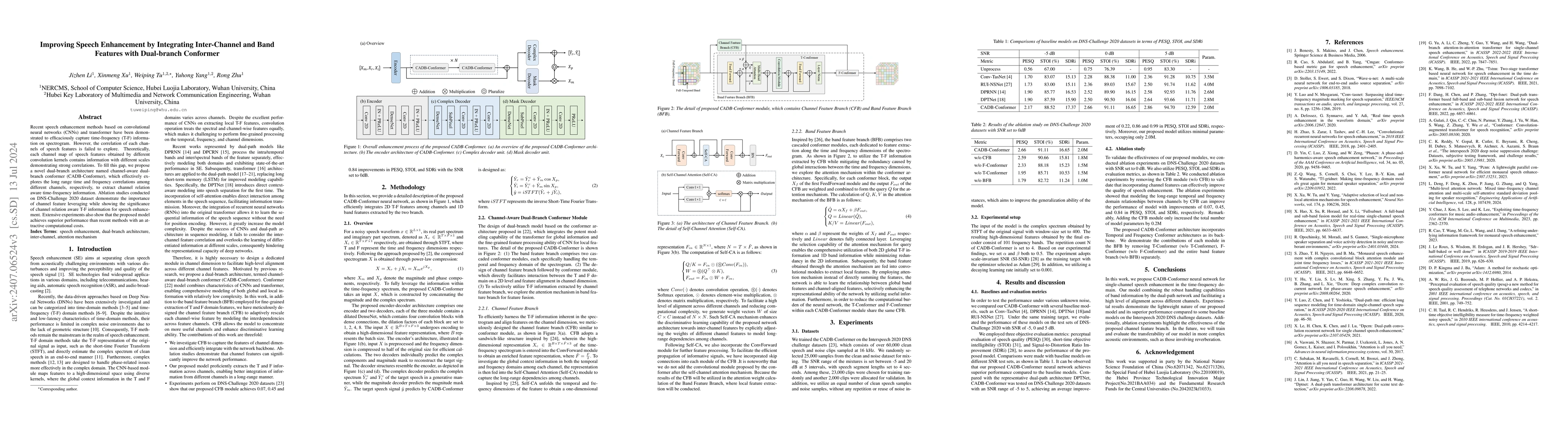 Thumbnail for Improving Speech Enhancement by Integrating Inter-Channel and Band
  Features with Dual-branch Conformer