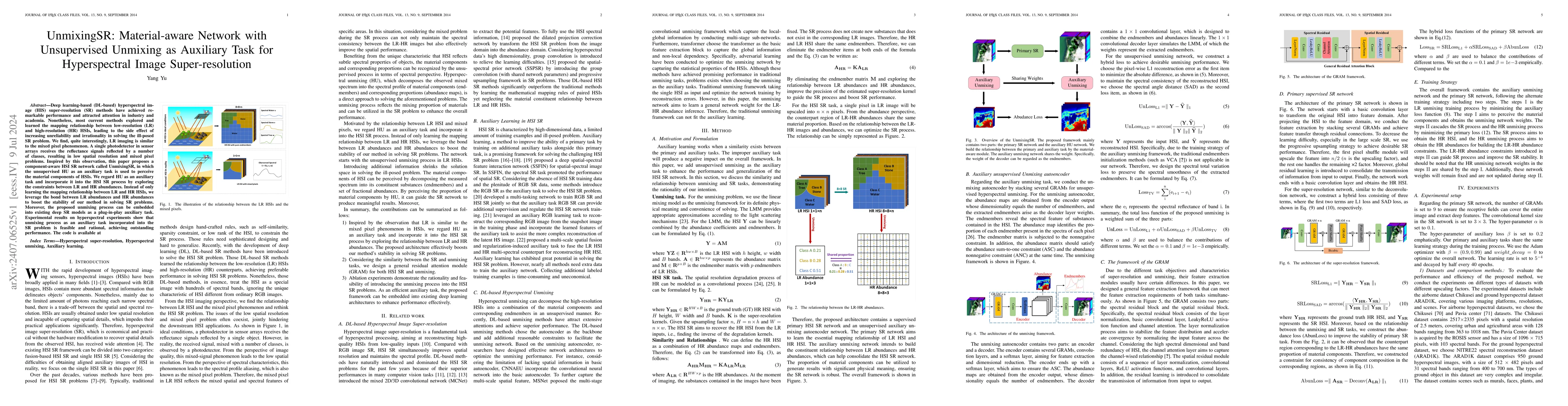 Thumbnail for UnmixingSR: Material-aware Network with Unsupervised Unmixing as
  Auxiliary Task for Hyperspectral Image Super-resolution