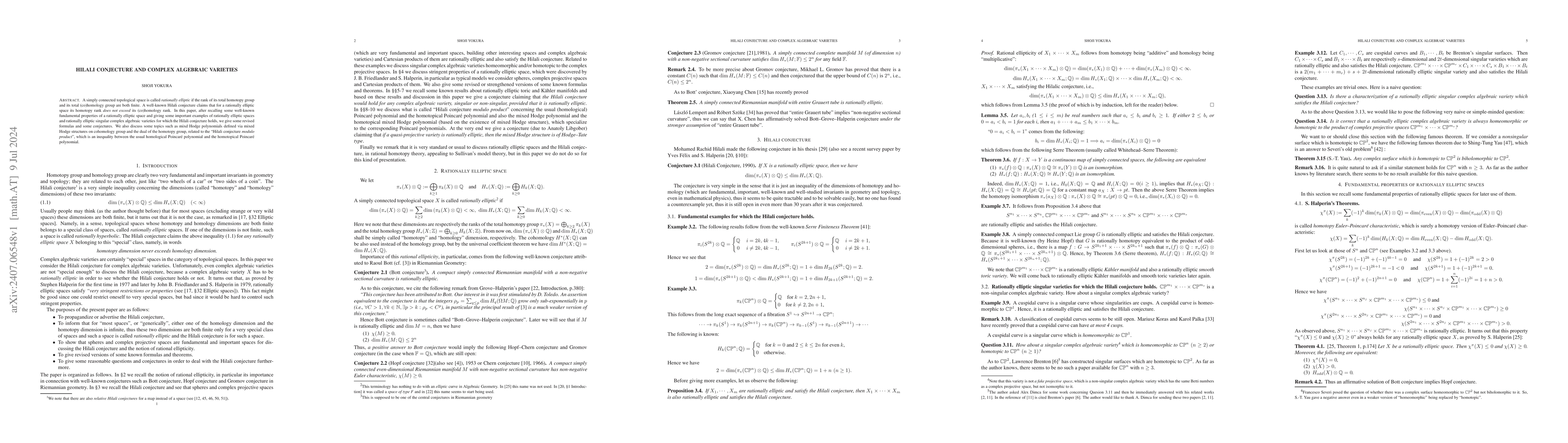 Thumbnail for Hilali conjecture and complex algebraic varieties