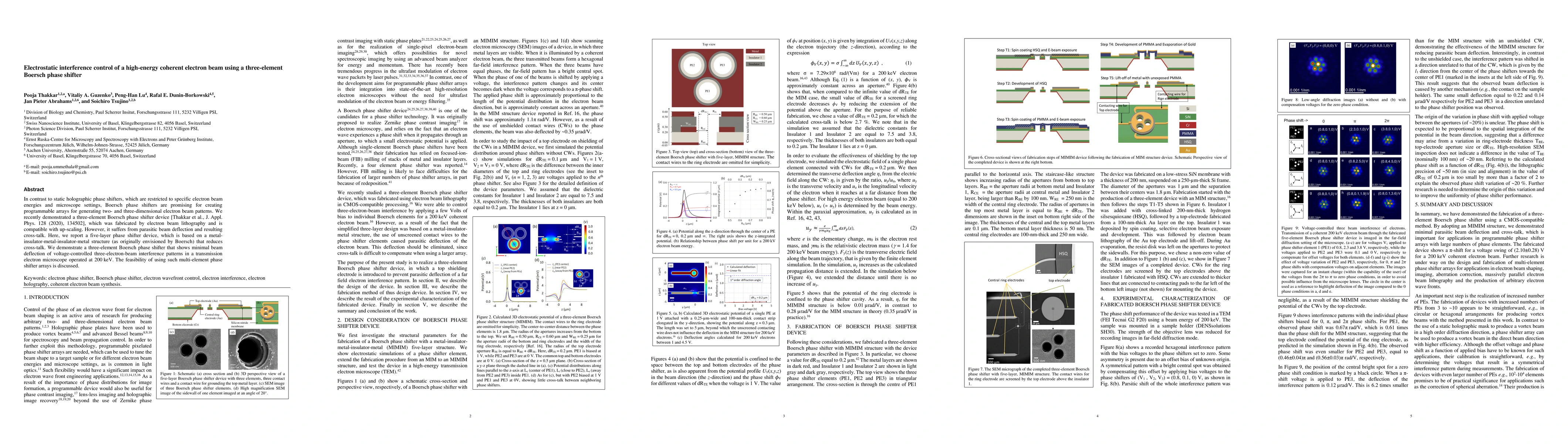 Thumbnail for Electrostatic interference control of a high-energy coherent electron
  beam using a three-element Boersch phase shifter