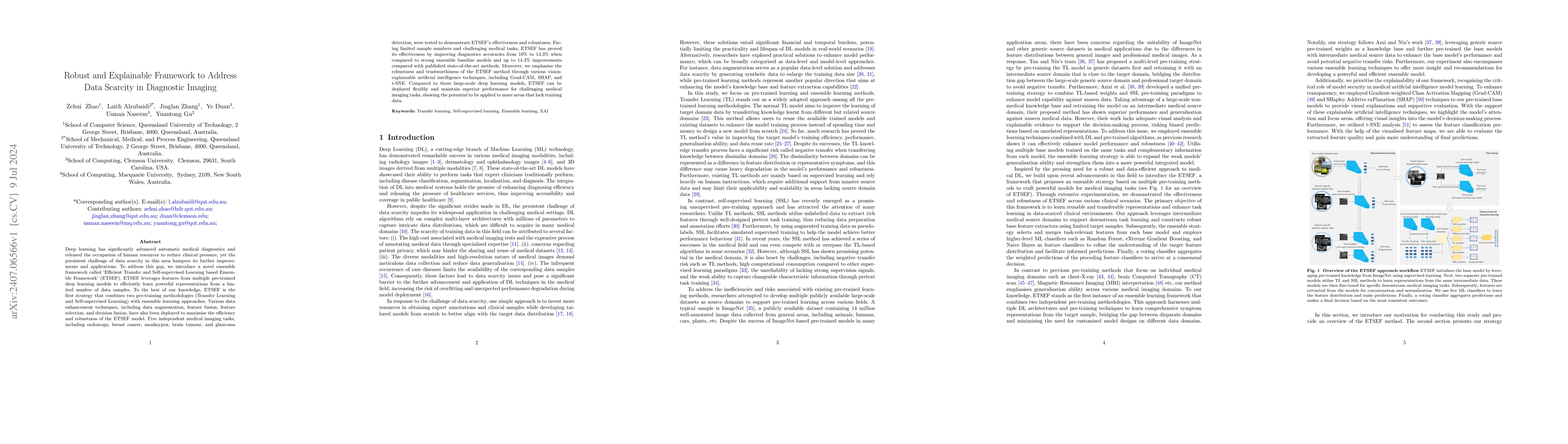 Thumbnail for Robust and Explainable Framework to Address Data Scarcity in Diagnostic
  Imaging