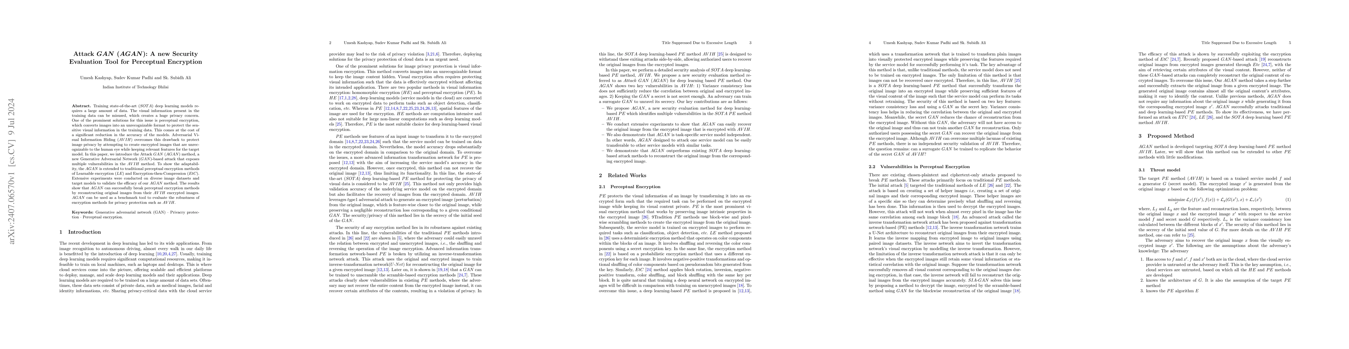 Thumbnail for Attack GAN (AGAN ): A new Security Evaluation Tool for Perceptual
  Encryption