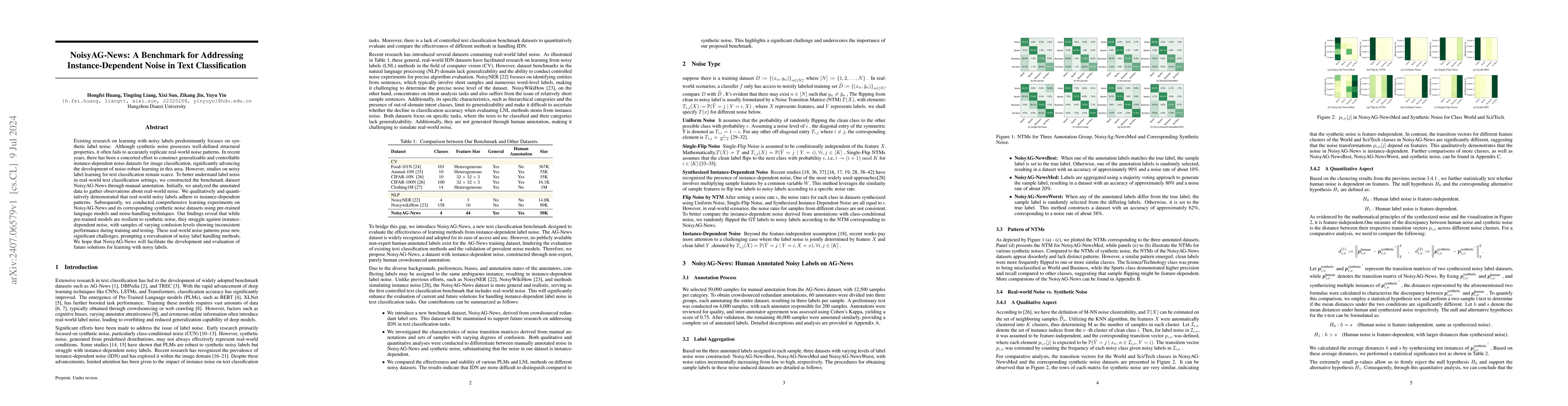 Thumbnail for NoisyAG-News: A Benchmark for Addressing Instance-Dependent Noise in
  Text Classification