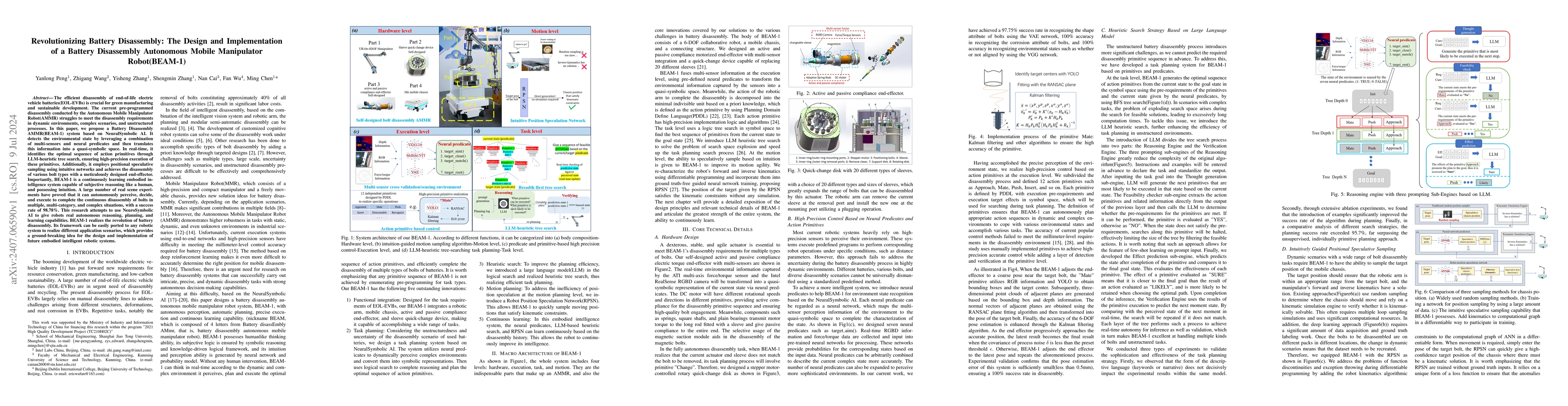 Thumbnail for Revolutionizing Battery Disassembly: The Design and Implementation of a
  Battery Disassembly Autonomous Mobile Manipulator Robot(BEAM-1)