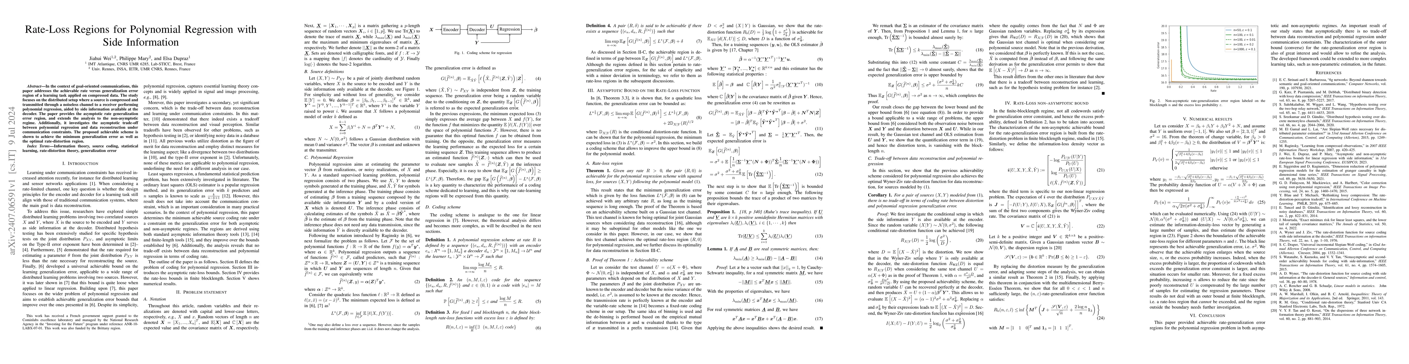 Thumbnail for Rate-Loss Regions for Polynomial Regression with Side Information
