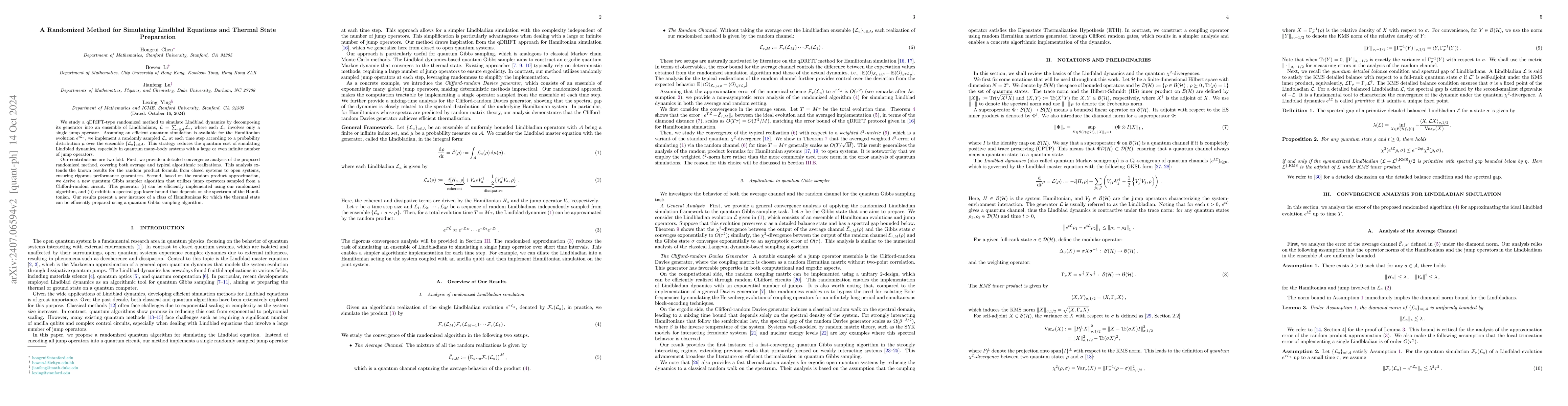 Thumbnail for A Randomized Method for Simulating Lindblad Equations and Thermal State
  Preparation