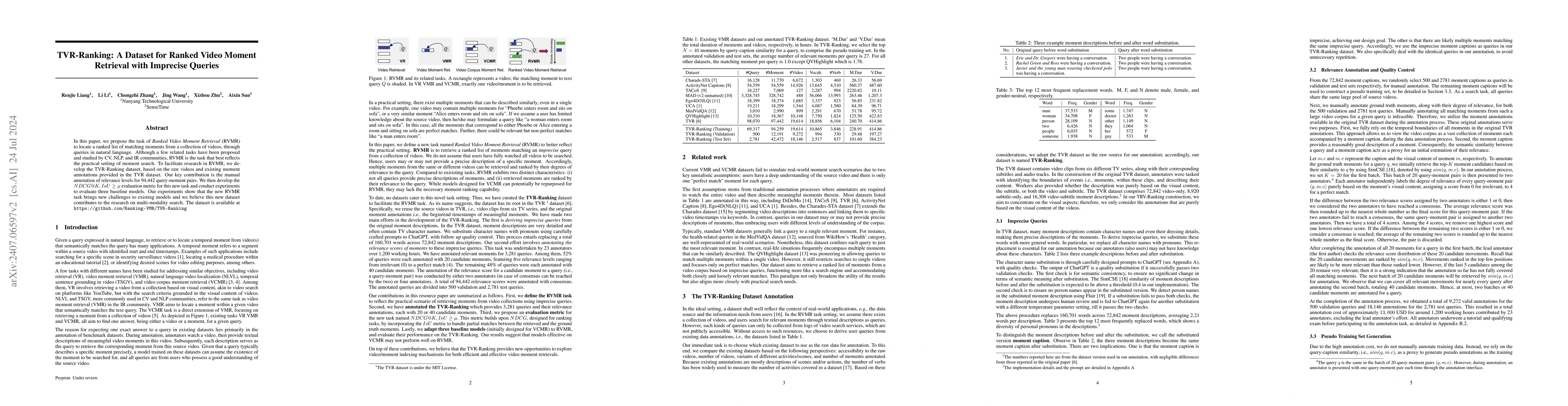 Thumbnail for TVR-Ranking: A Dataset for Ranked Video Moment Retrieval with Imprecise
  Queries