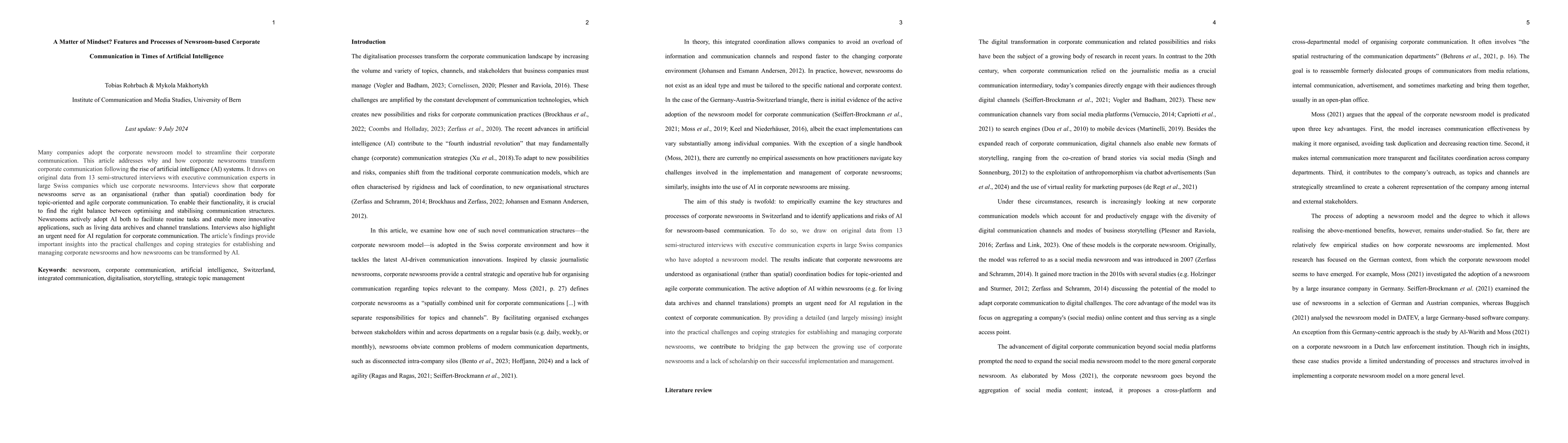 Thumbnail for A Matter of Mindset? Features and Processes of Newsroom-based Corporate
  Communication in Times of Artificial Intelligence