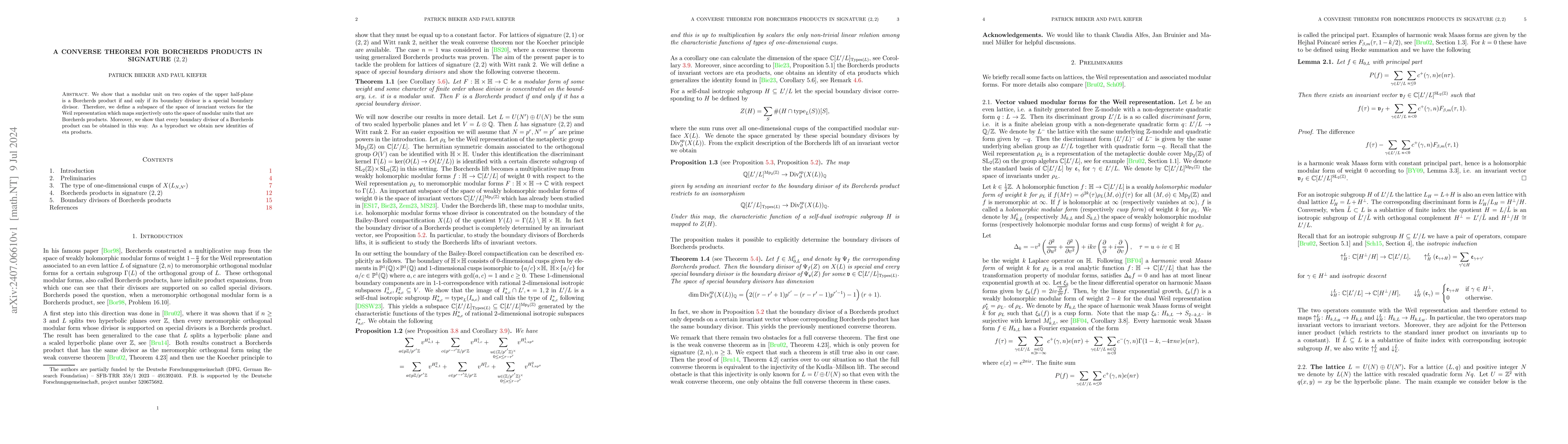 Thumbnail for A converse theorem for Borcherds products in signature $(2,2)$